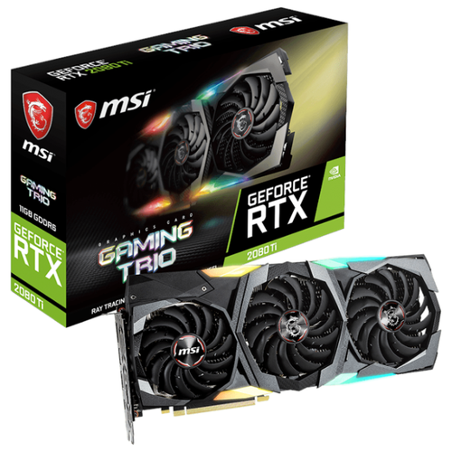 фото Видеокарта msi geforce rtx 2080 ti 1350mhz pci-e 3.0 11264mb 14000mhz 352 bit 3xdisplayport hdmi hdcp gaming trio retail