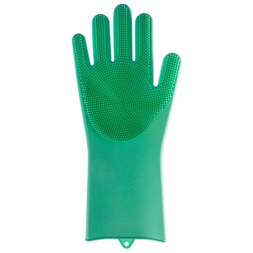 фото Хозяйственная универсальная силиконовая перчатка proffi kitchen pkt0152 с ворсинками, размер м
