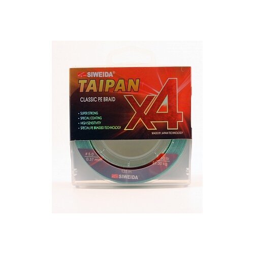 фото Леска плетеная swd "taipan classic pe braid x4", 0,37 мм, 135 м (27,30 кг, light-green) siweida