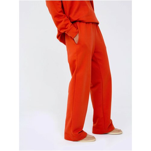 фото Брюки raposa, спортивный стиль, карманы, пояс на резинке, размер 42-44, оранжевый