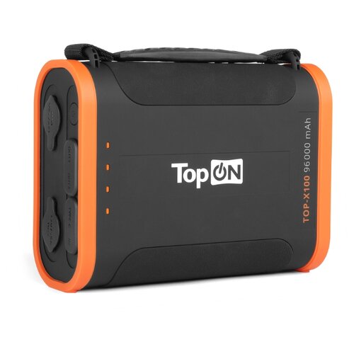 фото Внешний аккумулятор topon x100 96000mah usb type-c pd 60w, usb1 qc3.0, usb2 12w, 2 авторозетки 180w, фонарь, защита от брызг, lifepo4. черный