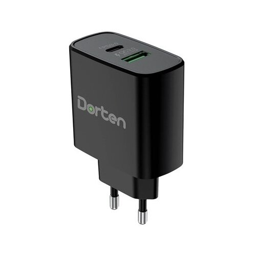 фото Зарядное устройство сетевое dorten dual usb quick charger pd3.0+qc3.0 36w 3a black