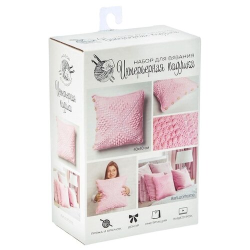 фото Арт узор набор для вязания интерьерная подушка розовые сны (2117334)
