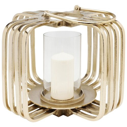 фото Kare design фонарь для свечи cage, коллекция "клетка" 41*32*41, стекло, алюминий, золотой