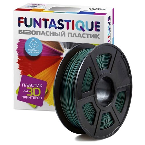 фото Пластик в катушке для 3d принтера funtastique (pla, 1.75 мм, 1 кг) темно-зеленый