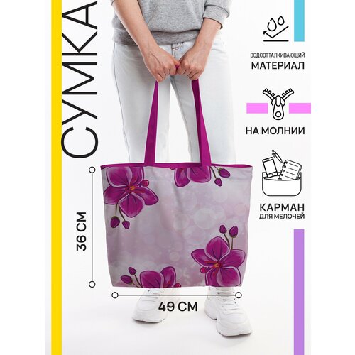 фото Сумка пляжная joyarty, фиолетовый, белый