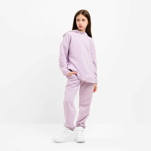 фото Комплект одежды minaku, худи и брюки, повседневный стиль, размер 40, фиолетовый