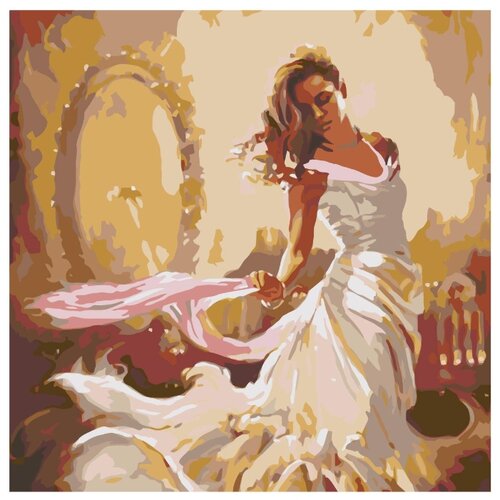 фото В белом платье раскраска картина по номерам на холсте ms02 40х40 живопись по номерам