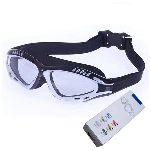 фото R18014 очки-маска для плавания с берушами (черно/белые) hawk
