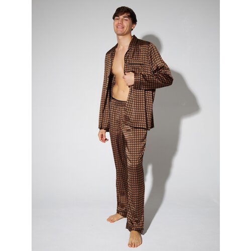 фото Пижама мужская nicole home консул с брюками со штанами шелковая с длинным рукавом размер xxxl