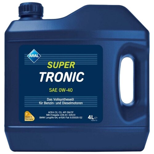 фото Синтетическое моторное масло aral super tronic sae 0w-40 4 л