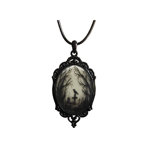 фото Ожерелье с подвеской в виде готической вороны и леса филькина грамота