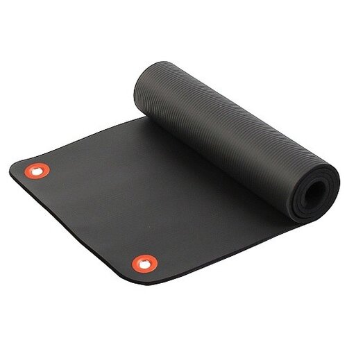 фото Коврик для фитнеса и йоги с люверсами для хранения "larsen. nbr", чёрный, 183х61х1,5 см