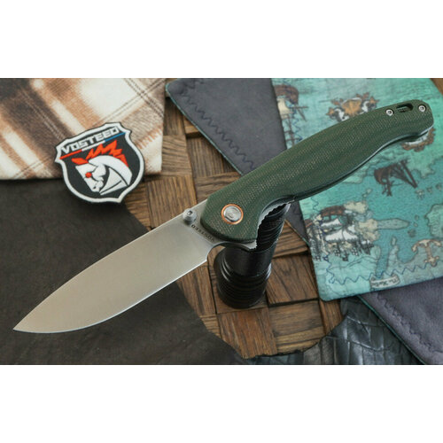 фото Складной нож vosteed labrador, сталь 154cm, сатин, рукоять зеленая микарта