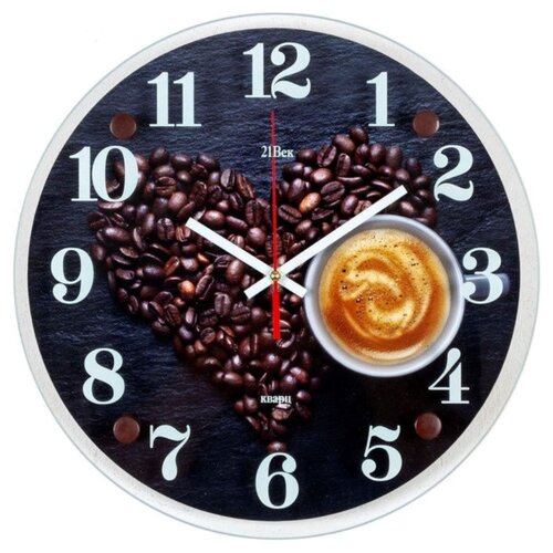 фото Часы настенные, серия: кухня, "любимый кофе", 30 см рубин