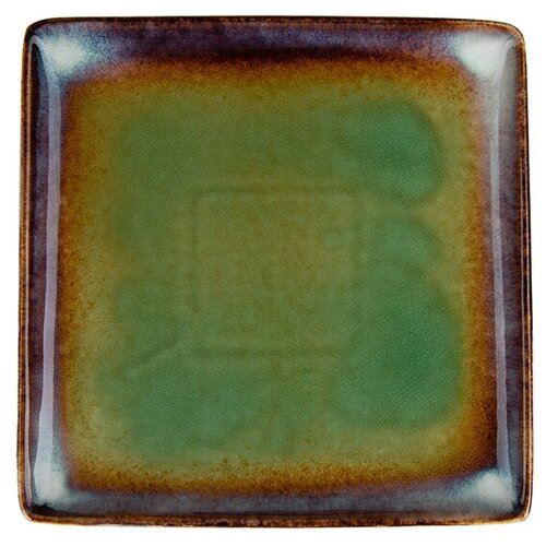 фото Тарелка квадратная 270х270мм, синий+зеленый "corone verde" corone collezione d’arte