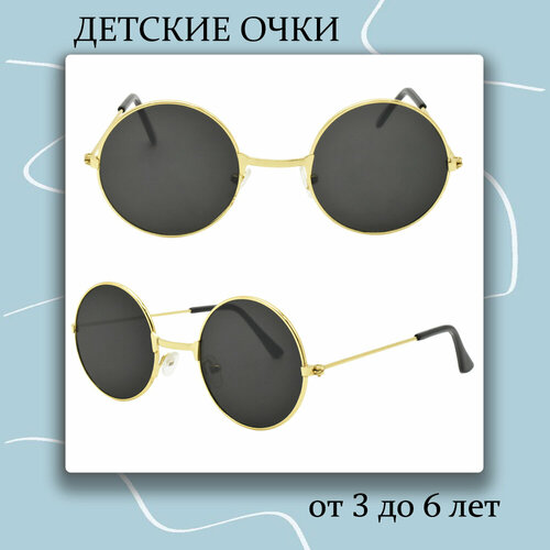 фото Солнцезащитные очки , круглые, оправа: металл, золотой miscellan
