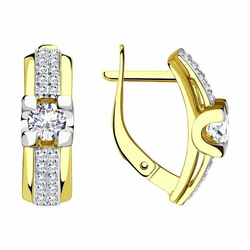 фото Серьги diamant online, золото, 585 проба, фианит, длина 1.7 см. diamant-online