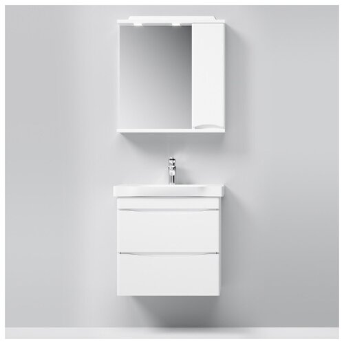 фото Комплект мебели для ванной am.pm like m80fhx652wg/w65/mpr651 65 см белая подвесная с раковиной и зеркальный шкаф правый