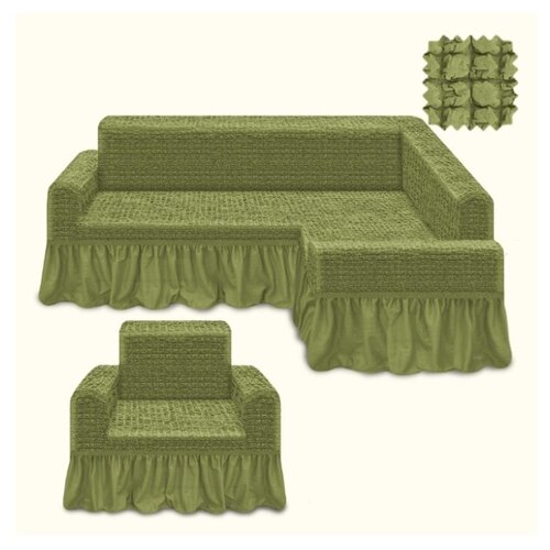 фото Karteks комплект чехлов на диван и кресло itai цвет: фисташковый (одноместный,трехместный)