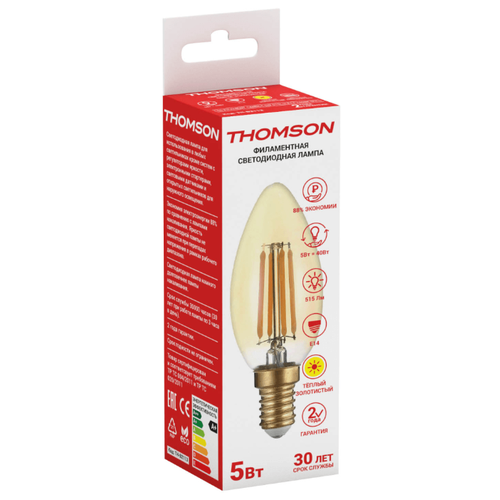 фото Лампа светодиодная hiper thomson led filament candle 5w 515lm e14 2700k th- b2065 brand