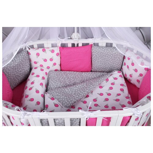 фото Amarobaby комплект в кроватку Sweet (4 предмета) розовый/серый