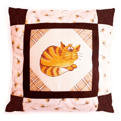 фото Набор для вышивания, наволочка для подушки уютный кот 40 х 40 см 14.001.01 марья искусница