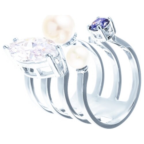 фото Кольца джей ви серебряное кольцо с жемчугом, цирконием