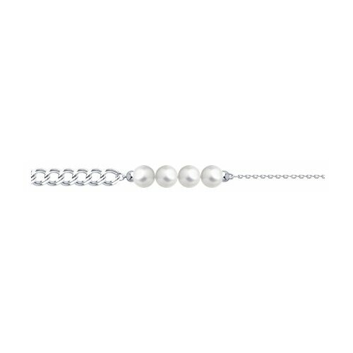 фото Серебряный браслет sokolov 94050787 с жемчугом, размер 18 diamant-online