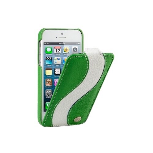 фото Флип-чехол melkco jacka type special edition для apple iphone 5/iphone 5s/iphone se зеленый с белой полосой