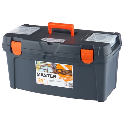 фото Ящик с органайзером blocker master br6006 61x32x30 см 24'' серо-свинцовый/оранжевый