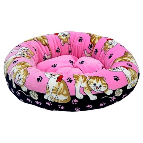 фото Лежанка круглая с подушкой - кошки зооник