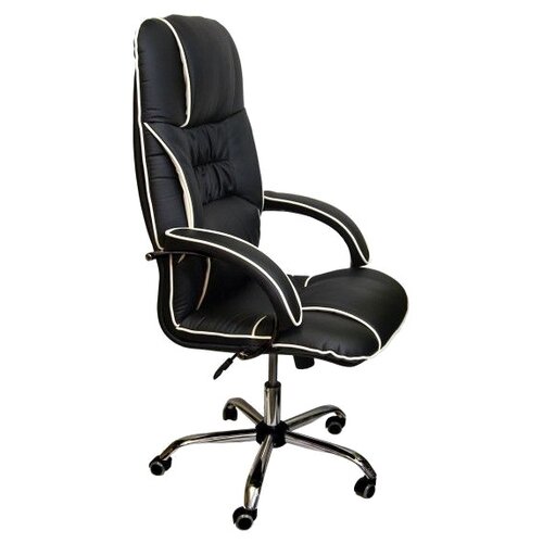 фото Компьютерное кресло креслов бридж кв-14-131112 для руководителя, обивка: искусственная кожа, цвет: черный/молочный