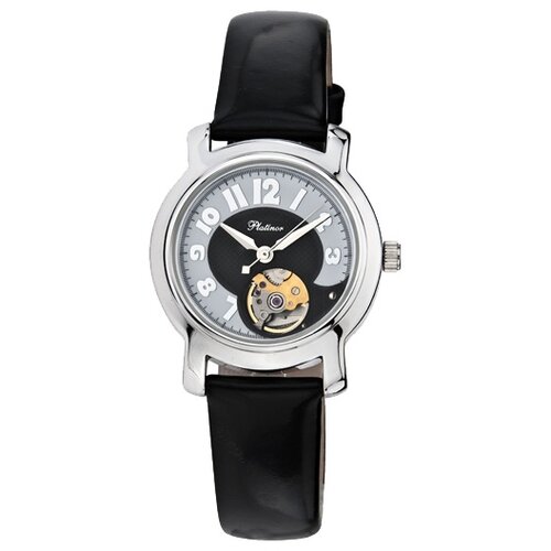 фото Наручные часы platinor женские, механические, корпус серебро, 925 проба, черный