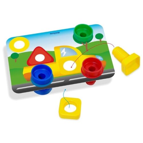 фото Развивающая игрушка miniland винты и гайки (в чемоданчике) красный/желтый/зеленый/синий