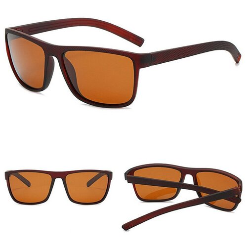 фото Солнцезащитные очки квадратные с текстурной дужкой коричневые elm327club