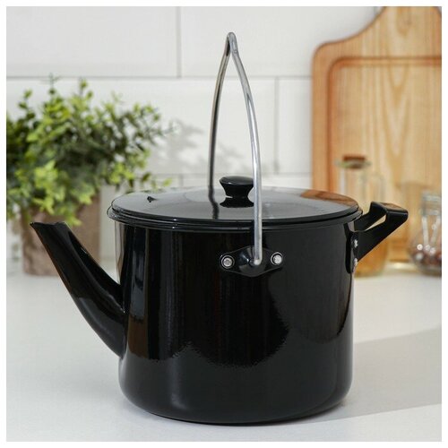 фото Эрг-al чайник-котелок с декоративным покрытием, 2,5 л, цвет чёрный
