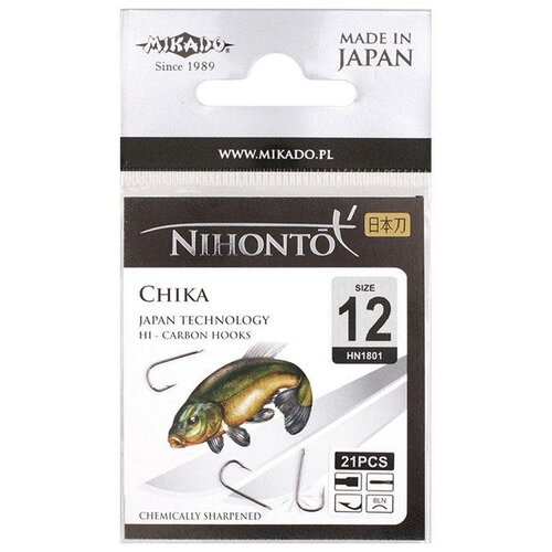фото Крючки mikado nihonto - chika bn (с лопаткой) ( 21 шт.), черный никель, размер: 15