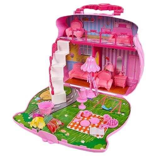 фото Abtoys домик-сумка "в гостях у куклы" pt-01107, розовый