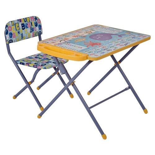 фото Комплект фея стол + стул досуг 201 океан 45x60 см голубой/желтый