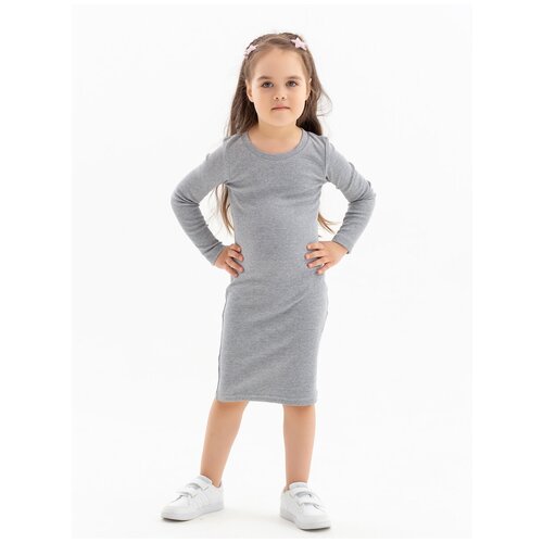 фото Школьное платье-лапша kotmarkot, однотонное, размер 134, серый