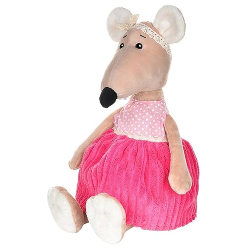 фото Мягкая игрушка maxitoys крыса анфиса в розовом платье, 21 см