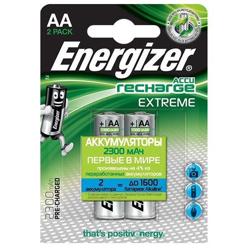 Аккумулятор Ni-Mh 2300 мА·ч Energizer Accu Recharge Extreme AA, 4 шт. зарядное устройство energizer recharge base 4aa aaa