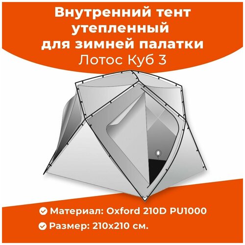 фото Внутренний тент утепленный для зимней рыболовной палатки лотос куб 3 (210x210)