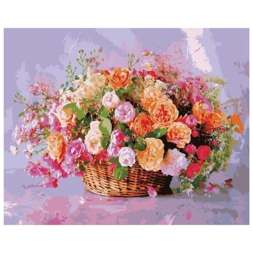 фото Картина по номерам "корзина роз", 40x50 см цветной