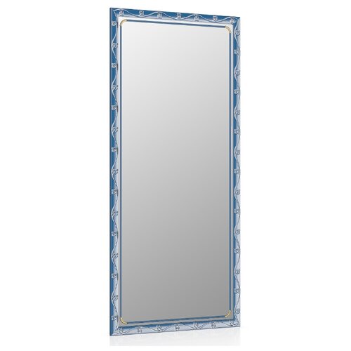 фото Зеркало 119с синий металлик, орнамент цветок, горизонтальное или вертикальное крепление бит и байт