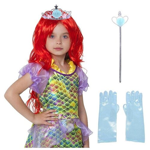 фото Карнавальный набор «принцесса-русалка», корона, перчатки, жезл, парик страна карнавалия