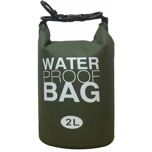 фото Гермомешок водонепроницаемый, гермосумка водоотталкивающая 2 литра, герморюкзак темно-зеленый(хаки), dry bag, гермочехол нет бренда