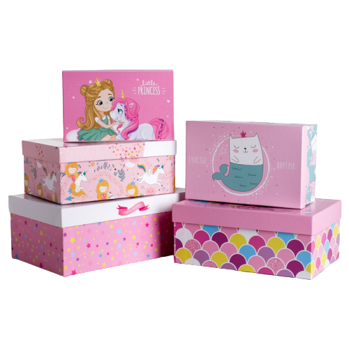 фото Набор подарочных коробок дарите счастье маленькой принцессе, 5 шт., розовый