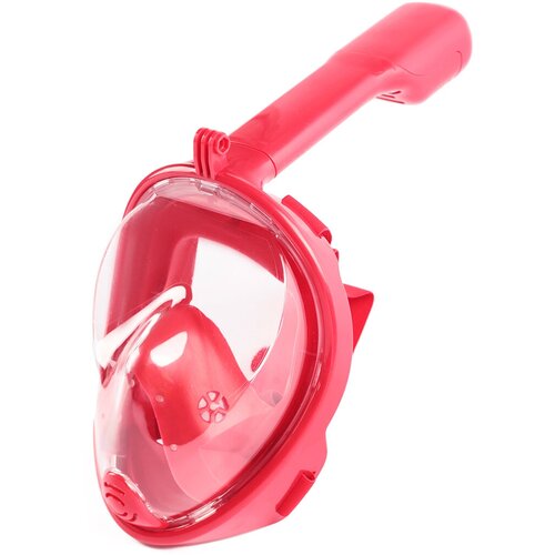 фото Маска для плавания с трубкой полнолицевая l/xl с креплением для экшн-камеры, маска для подводного плавания, маска для снорклинга детская, красная free-breath